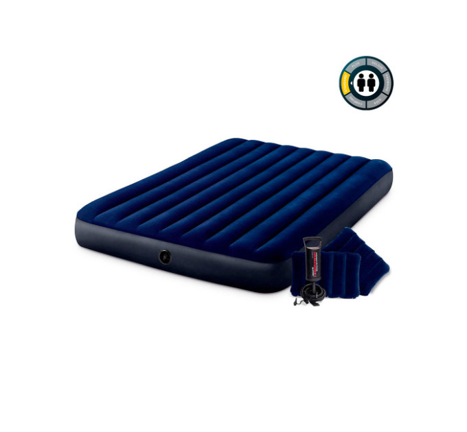 64765 Надувной матрас 152х203х25см "Classic" с подушками и насосом, до 272кг