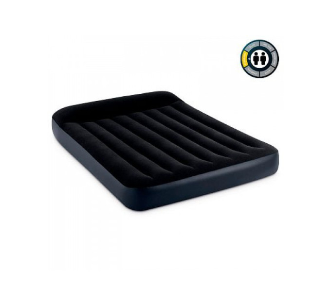 64148 Надувной матрас 137х191х25см с подголовником, встр.насос 220В, до 272кг