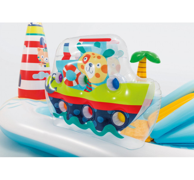 57162 Игровой центр 218х188х99см "Веселая рыбалка" с разбрыз., горкой и игрушками, 182л, до 81кг, от 2 лет