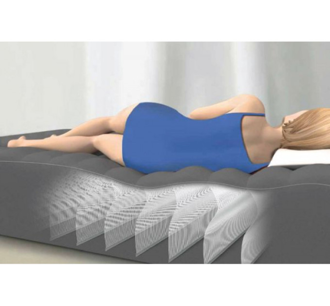 64422 Надувная кровать Pillow Rest Raised Bed 99х191х42см с подголовником, встроенный насос 220V