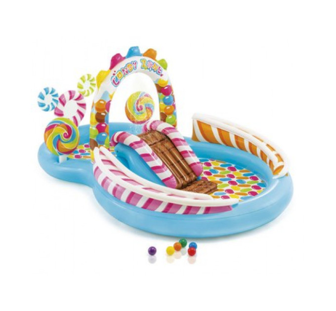 57149 Игровой центр 295x191x130см "Территория сладостей" с разбрыз., горк и игруш, 374л, до 81кг, от 2 лет