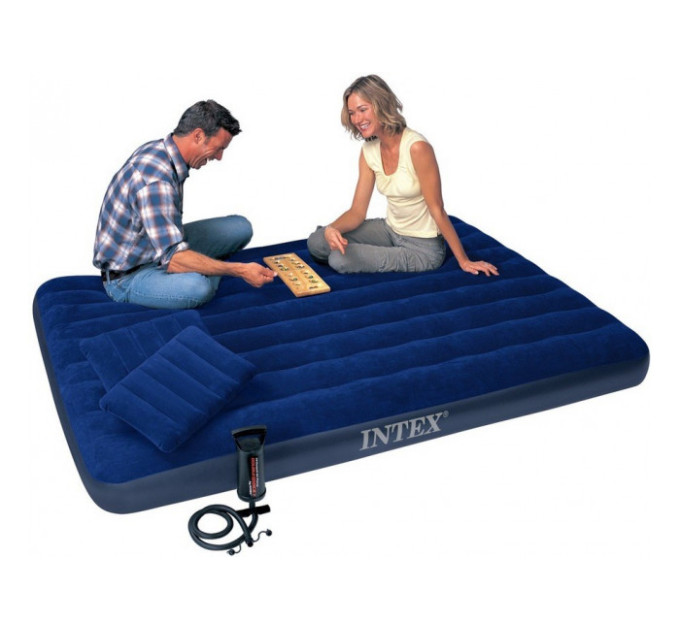 68765 Надувной матрас 152х203х22см "Classic" с подушками и насосом, до 272кг