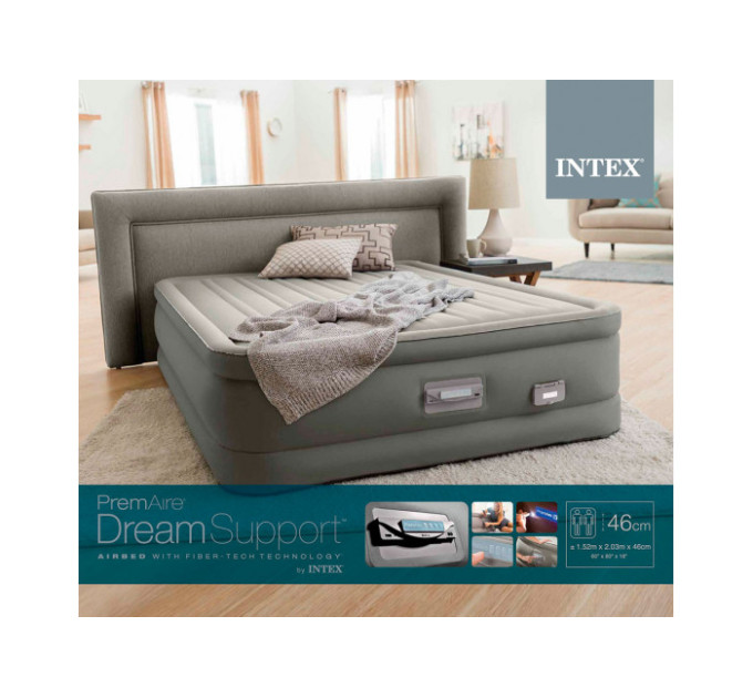 64770 Надувная кровать 152х203х46см "Premaire Dream Support" встр.нас. 220В, до 272кг