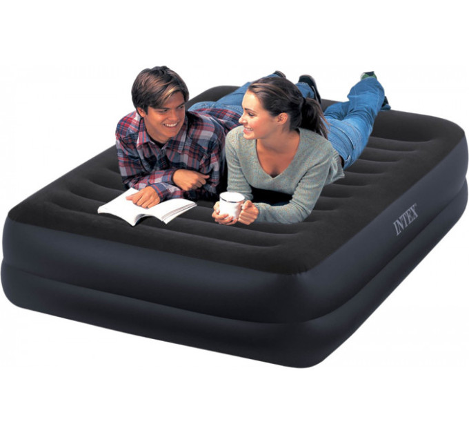 64424 Надувная кровать Pillow Rest Raised Bed 152х203х42см с подголовником, встроенный насос 220V