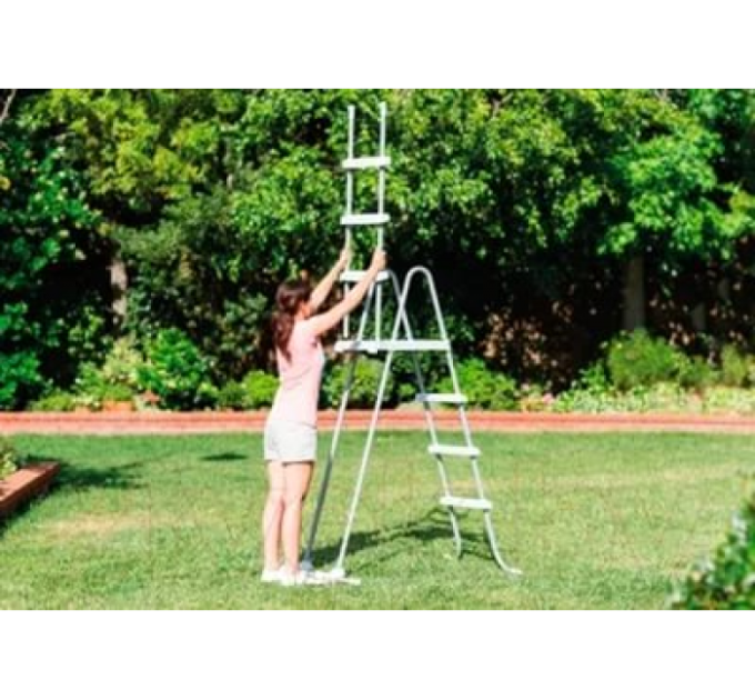 28076 Лестница для бассейнов до 122см, 3 ступеньки, с площадкой, с защитой