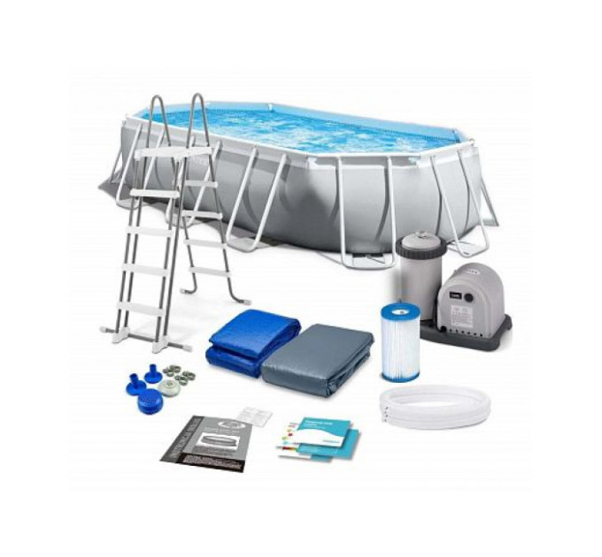 26796 Каркасный бассейн Prism Frame 503х274x122см "Oval" 13365л, фил.-насос 5678л\ч, лестн., тент, подст.
