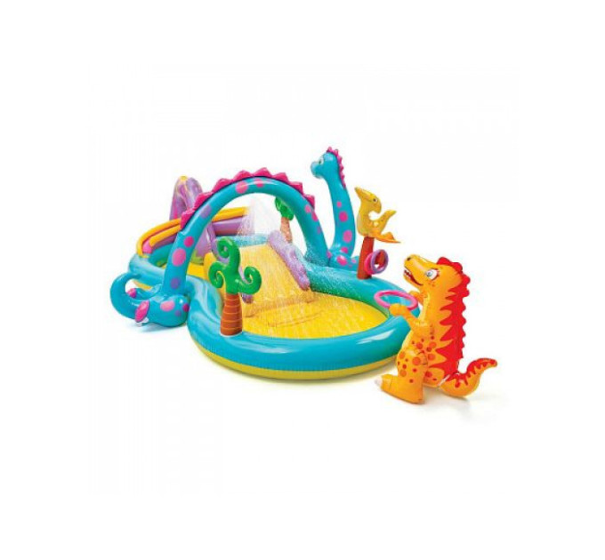57135 Игровой центр 302х229х112см "Динолэнд" с разбрыз., горкой и игрушками, 290л, до 81кг, от 2 лет