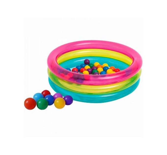 48674 Игровой бассейн 86x86x25см "Радуга" с мячами (50шт), 1-3 лет