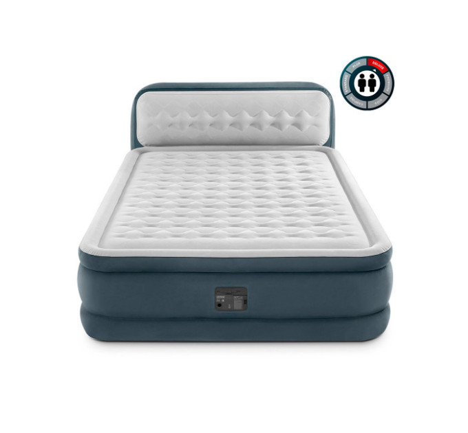 64448 Надувная кровать 152х236х86см "Ultra Plush Headboard" со спинкой, встр.нас. 220В, до 272кг