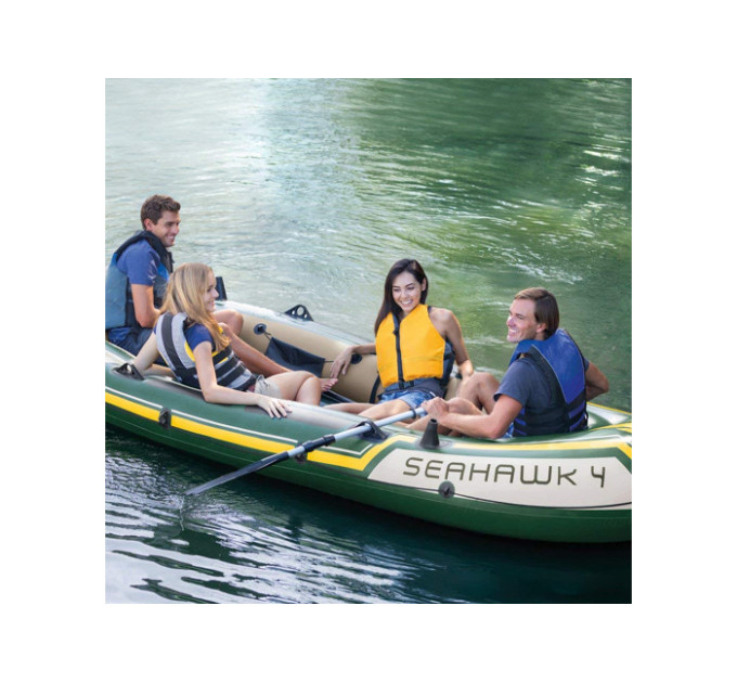 68351 Надувная лодка "Seahawk 4" 351х145х48см, алюм.вёсла 137см, насос 68614, до 480кг