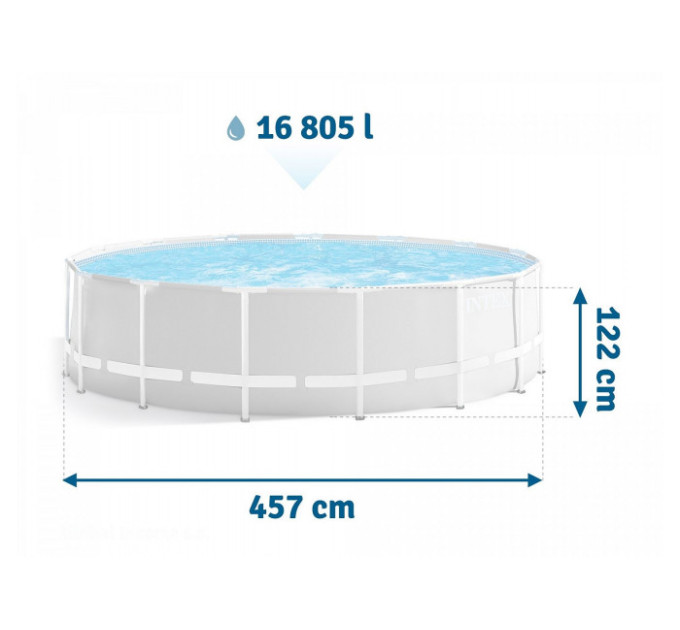 26742 Каркасный бассейн Prism Frame 457х122см "Greywood" 16805л, фил.-насос 3785л\ч, лестница, тент, подстилка