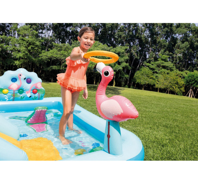 57161 Игровой центр 244х198х71см "Приключения в джунглях" с разбрыз, горк и игруш, 493л, до 81кг, от 2 лет