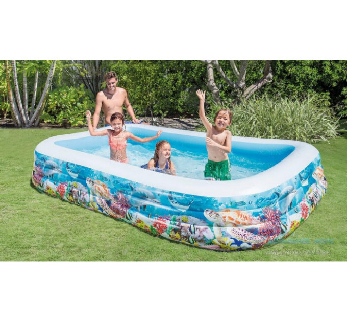 58485 Детский надувной бассейн 305х183х56см "Тропический риф" 1050л, от 6 лет