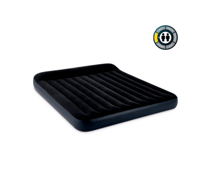 64144 Надувной матрас 183х203х25см с подголовником, до 272кг