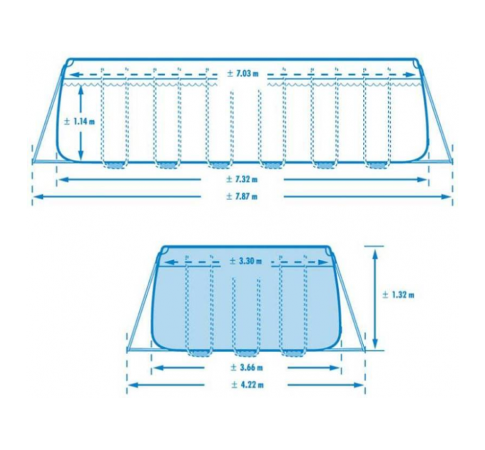 26366 Каркасный бассейн Ultra Frame 732х366х132см, 31805л, комб.фил.-насос 6000л\ч, лестница, тент, подсти