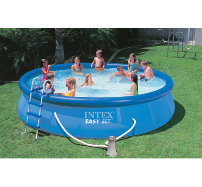28168 Бассейн Easy Set, 457х122см, 14141л, фильтр-насос 3785л/ч, лестница, тент, подстилка