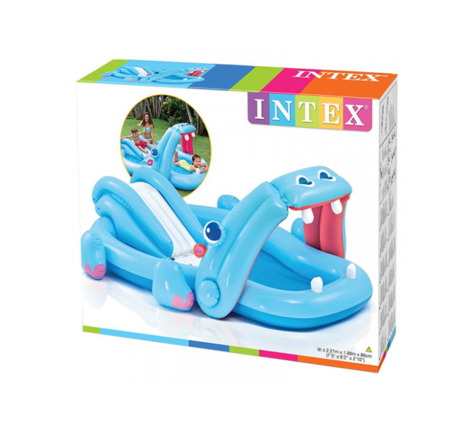 57150 Игровой центр 221х188х86см "Бегемот" с горкой и распылителем, 227л, 81 кг, от 3 лет